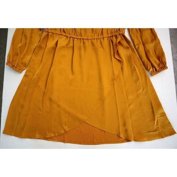 Michael Kors WF2819T4LW Women Sz 2X Marigold Blouson Sleeve Satin Flounce Dress - Picture 6 of 11